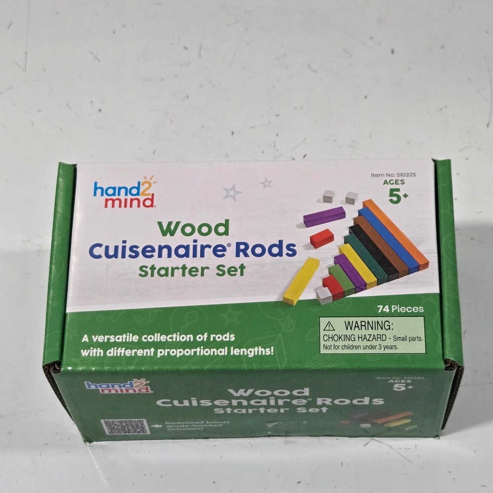 hand2mind Wood Cuisenaire Rods Starter Set S10325 74 Pieces Math Manipulatives